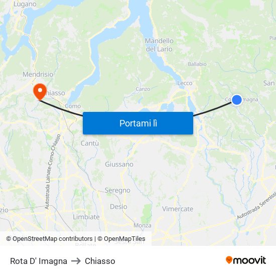 Rota D' Imagna to Chiasso map