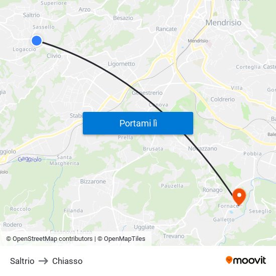 Saltrio to Chiasso map