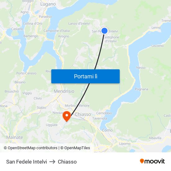 San Fedele Intelvi to Chiasso map
