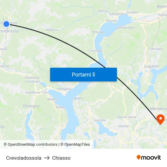 Crevoladossola to Chiasso map
