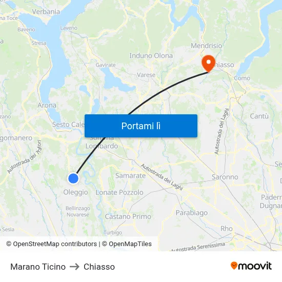 Marano Ticino to Chiasso map