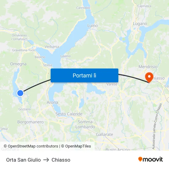 Orta San Giulio to Chiasso map