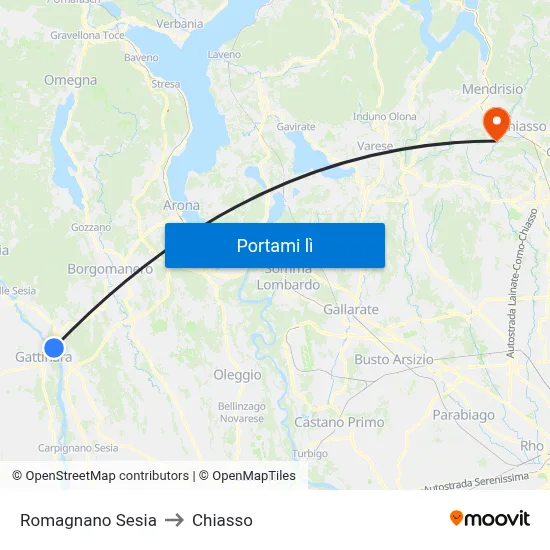 Romagnano Sesia to Chiasso map