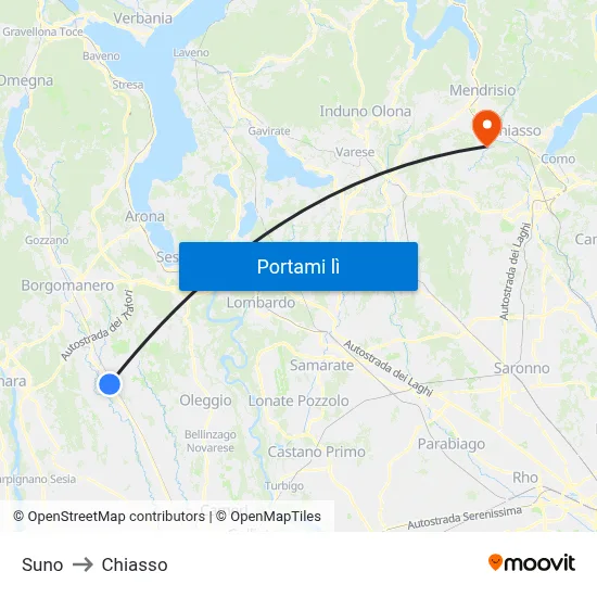 Suno to Chiasso map