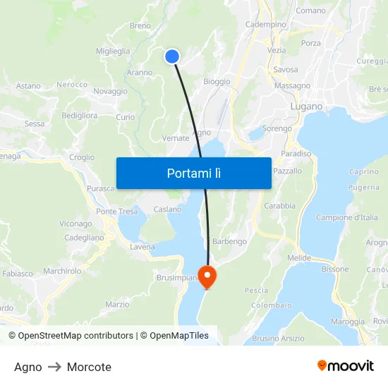 Agno to Morcote map