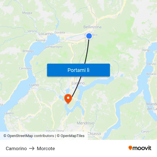 Camorino to Morcote map
