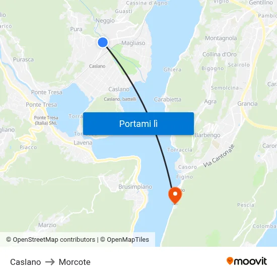 Caslano to Morcote map