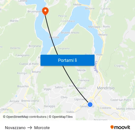 Novazzano to Morcote map