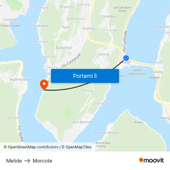 Melide to Morcote map