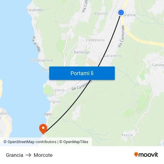 Grancia to Morcote map