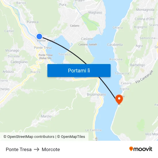 Ponte Tresa to Morcote map
