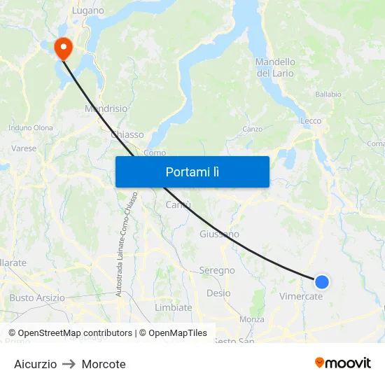 Aicurzio to Morcote map