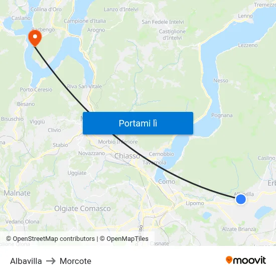 Albavilla to Morcote map