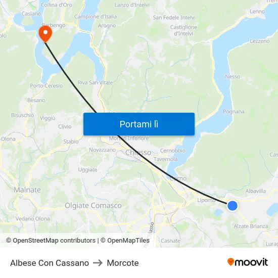 Albese Con Cassano to Morcote map