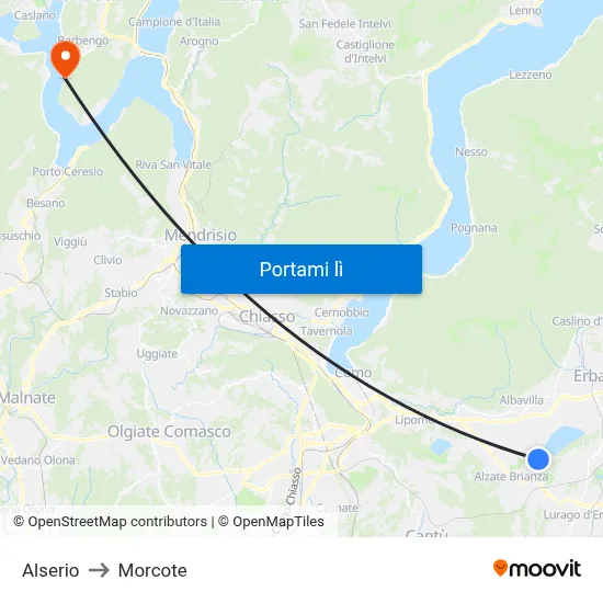 Alserio to Morcote map