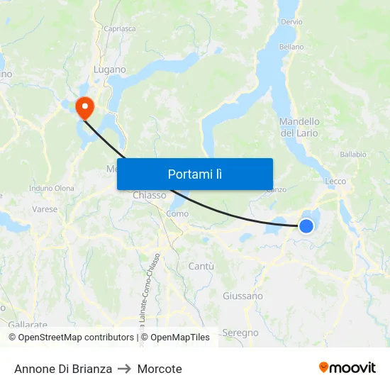Annone Di Brianza to Morcote map