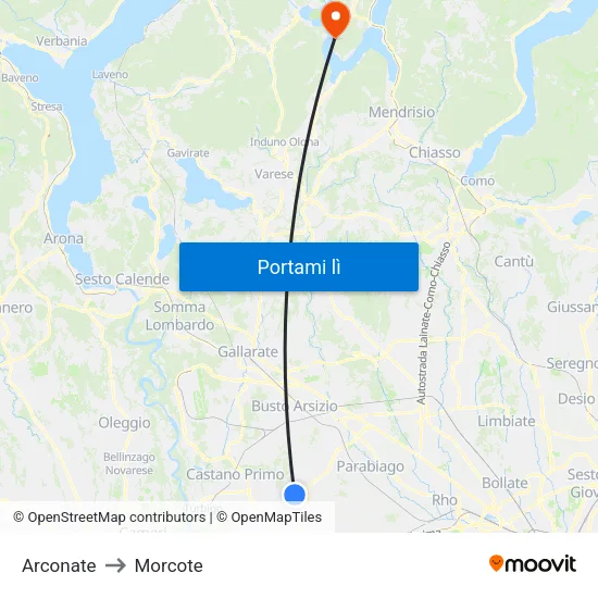Arconate to Morcote map