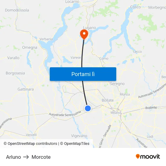 Arluno to Morcote map