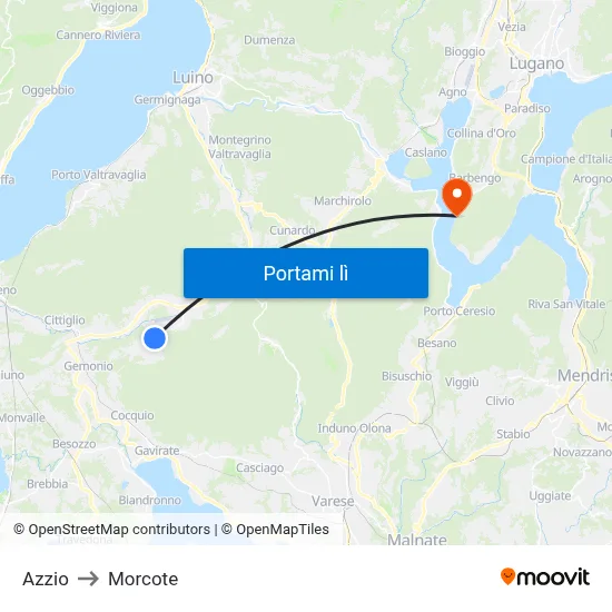 Azzio to Morcote map