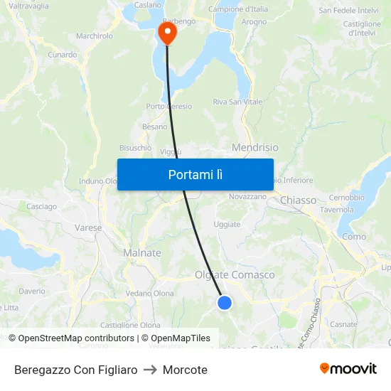 Beregazzo Con Figliaro to Morcote map