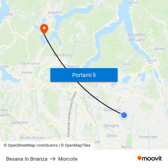 Besana In Brianza to Morcote map