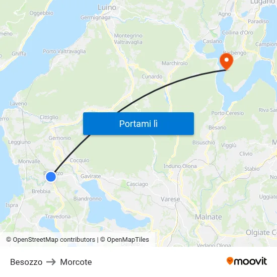 Besozzo to Morcote map