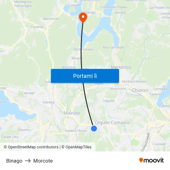 Binago to Morcote map