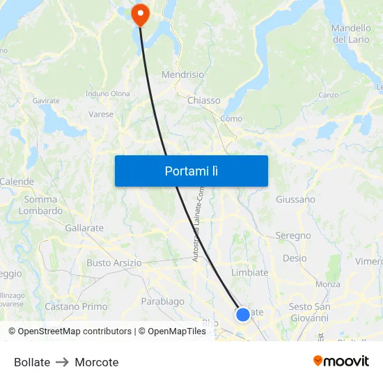 Bollate to Morcote map