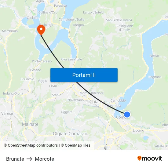 Brunate to Morcote map