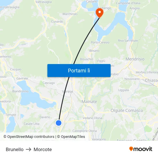 Brunello to Morcote map