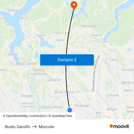 Busto Garolfo to Morcote map
