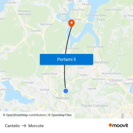 Cantello to Morcote map