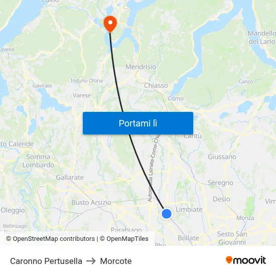 Caronno Pertusella to Morcote map