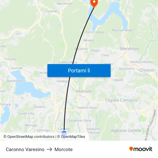Caronno Varesino to Morcote map