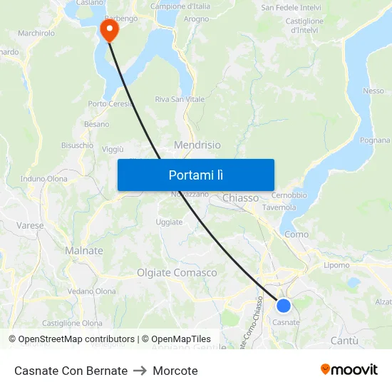 Casnate Con Bernate to Morcote map