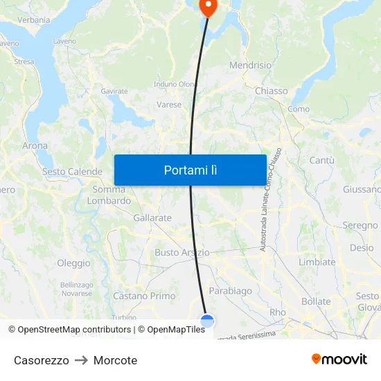 Casorezzo to Morcote map