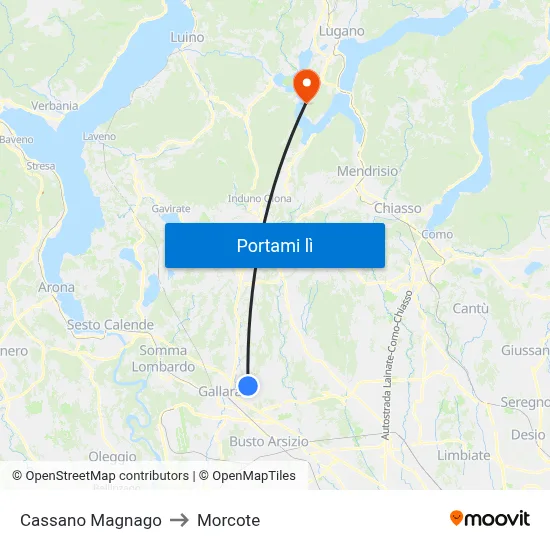 Cassano Magnago to Morcote map