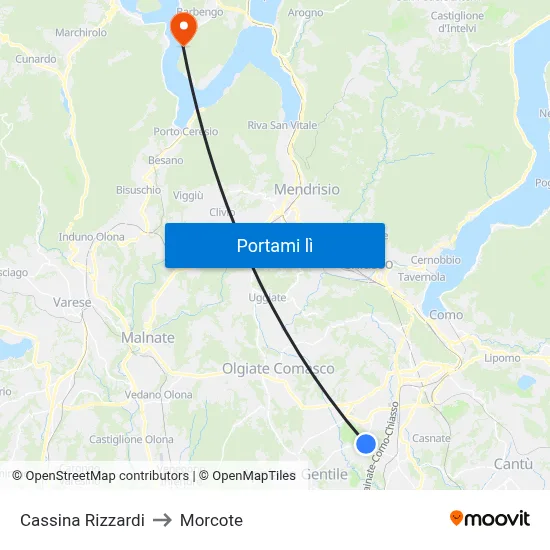 Cassina Rizzardi to Morcote map