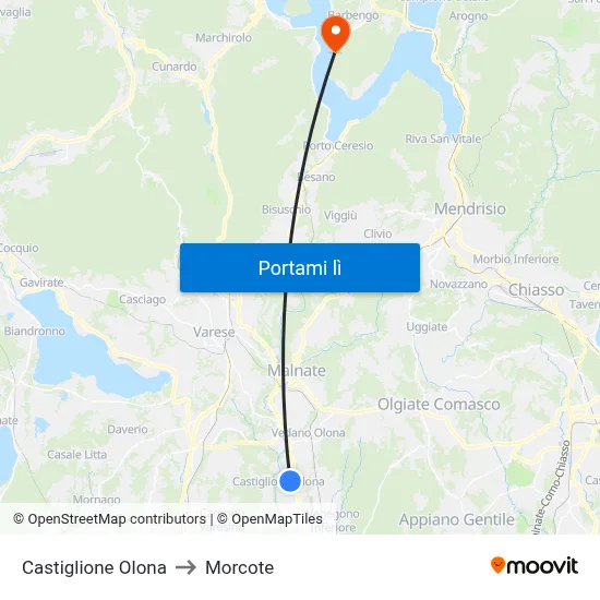 Castiglione Olona to Morcote map