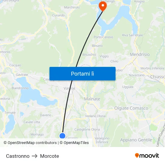 Castronno to Morcote map