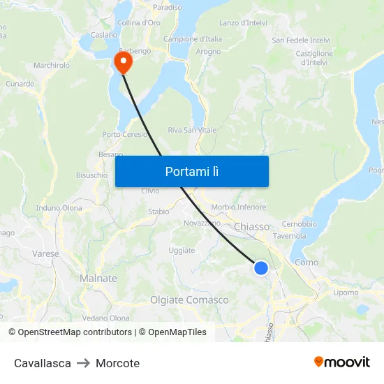 Cavallasca to Morcote map
