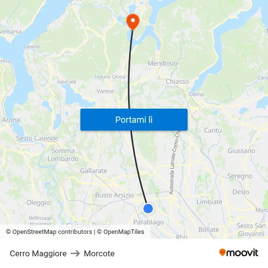Cerro Maggiore to Morcote map