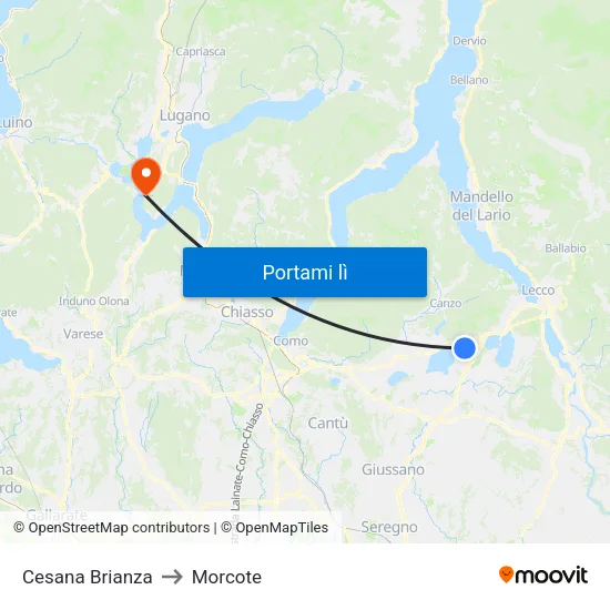 Cesana Brianza to Morcote map