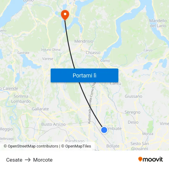 Cesate to Morcote map