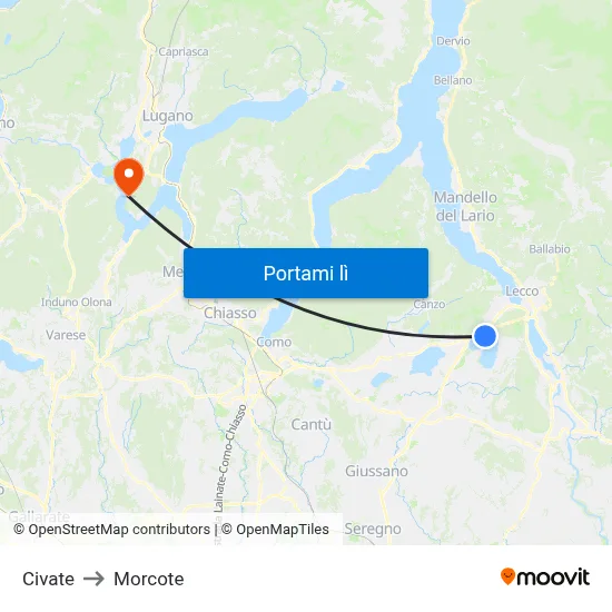 Civate to Morcote map