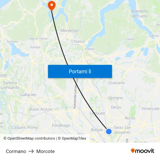 Cormano to Morcote map