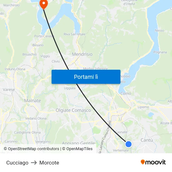 Cucciago to Morcote map
