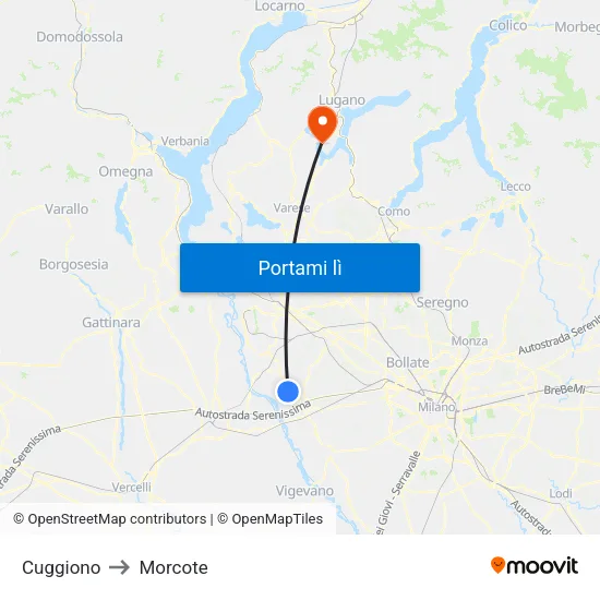 Cuggiono to Morcote map
