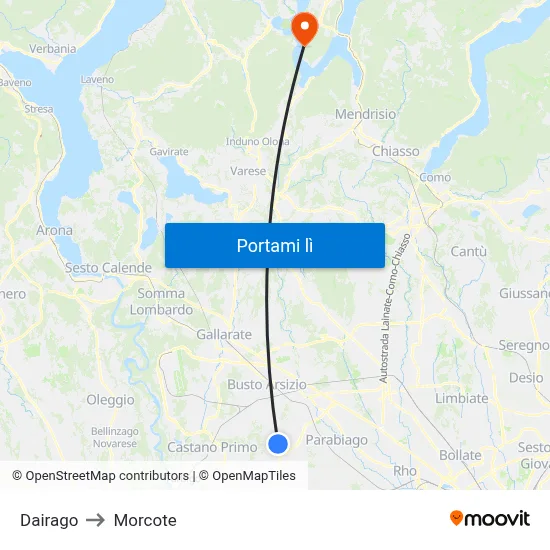 Dairago to Morcote map