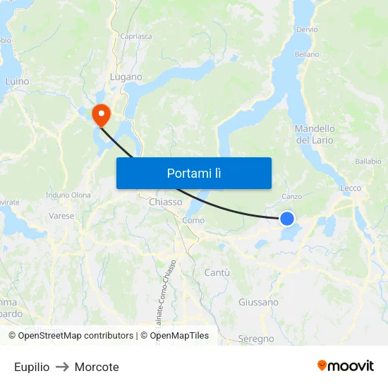 Eupilio to Morcote map